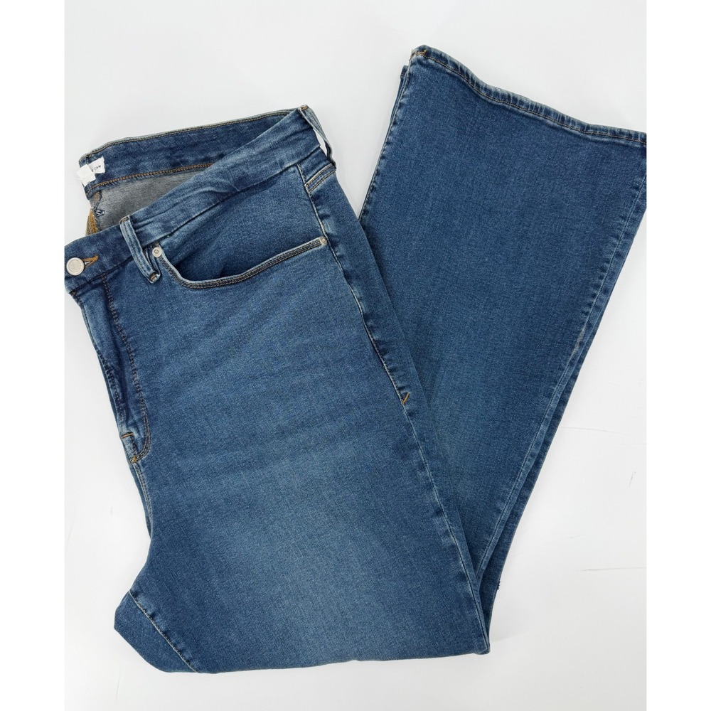 Good American Good Petite Flare Blue Jeans High Rise Medium Wash Size 20 GPF873T